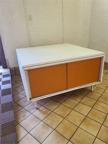 Vintage White & Orange Square Storage Display Unit with Storage