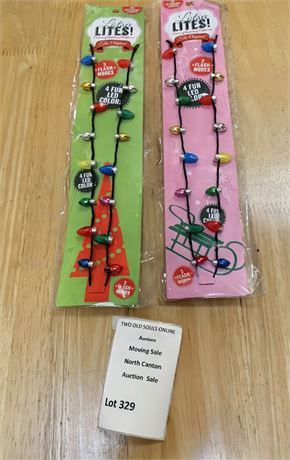 Lotsa Lites! Flashing Holiday Bulb Necklaces Lot of 2