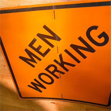30" x 30" Orange Metal Men Working Highway Construction Road Sign
