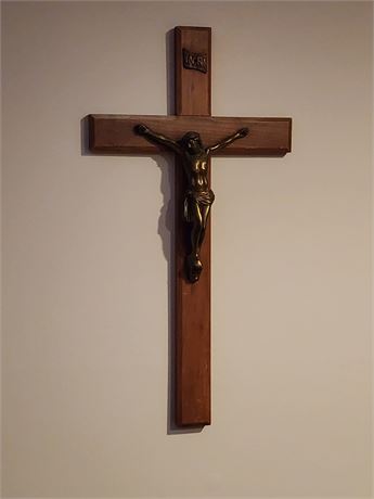 Vintage Wooden & Brass Crucifix