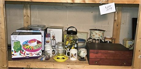 Mixed Kitchen Lot- Stainless Flatware, Cotton Candy Machine, Gummy Maker, Plates