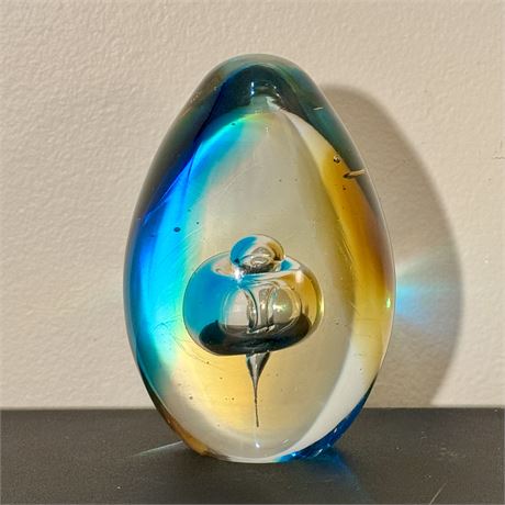 Large Art Glass Paperweight - 5.25"T