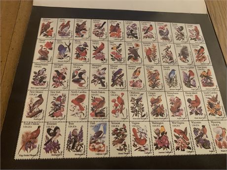 1982 US Stamps 50 Birds Complete Sheet & Brochure Scott 1953-2002