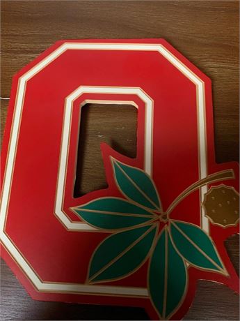 Ohio State Buckeyes O Block W/Buckeye Leaf & Buckeye Wall Sign