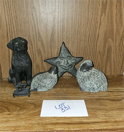 Mixed Decor Lot Royalston Arts Foundry Cast Star , Dog Fig & More