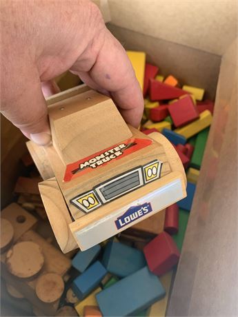 Colorful Wooden Building & Toy Car Block Set