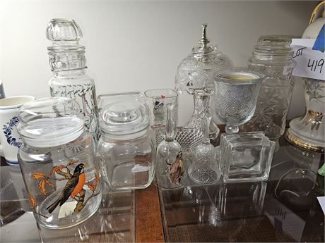 Mixed Clear Glass:Bells / Candle Holder & More