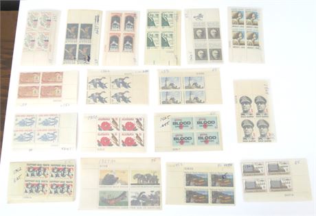 Mixed Stamps: 6 Cent Mint Plate Block Stamps