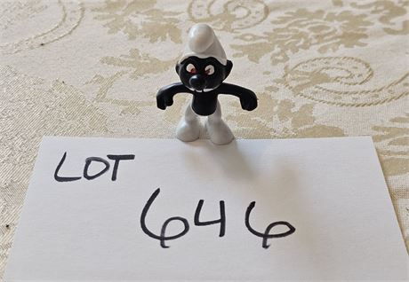 Vintage "Angry Smurf" Peyo Figurine - Features Black PVC Body, Portugal - White