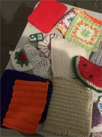 Handmade Vintage Crochet Potholders, Trivets & Hot Pads
