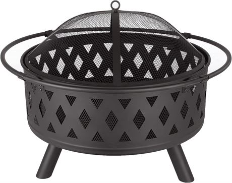 Pure Garden 32" Round Fire Pit with Cover NEW IN BOX