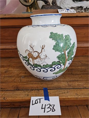 Italy Hand Painted Forest Urn Style Vase