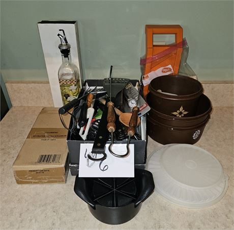Mixed Kitchen Lot- Tupperware Canisters, Slicer & More