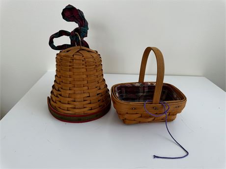 Longaberger 2000 Century Celebration Bell and Mini Classic basket