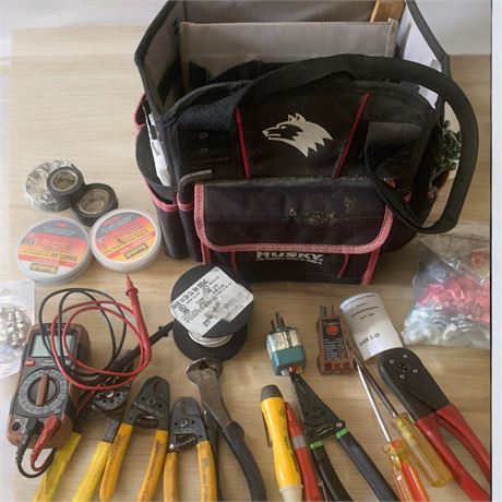 Electrical Tool Bag Lot - Connections, Tools & More