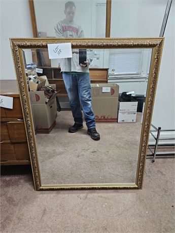 Gold Framed Beveled Glass Wall Mirror