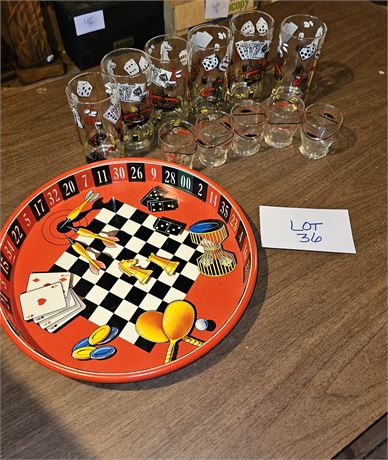 Hazel Atlas Casino/Poker Set Including Tray