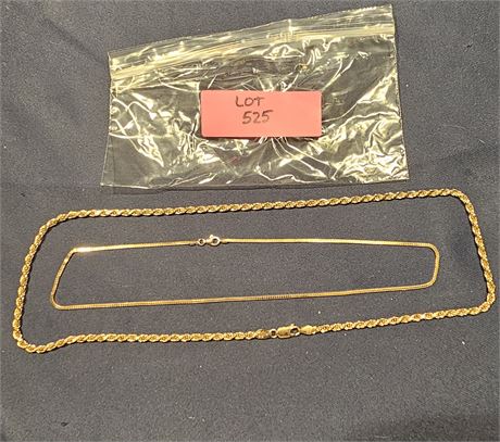 Sterling Goldtone 24" Rope & 18" Box Chain Total : 1.05 ozt