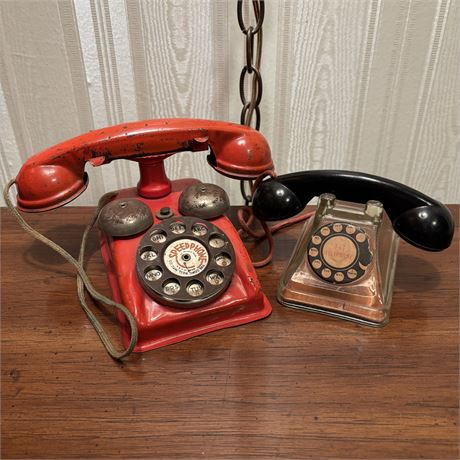 1940s Gong Pressed Steel Speedphone & Jeanette Tot Telephone