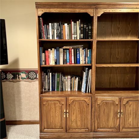 Wood Bookcase with Shelf and Cabinet Storage (NO CONTENTS) - 79"T x 32 x 15.5"