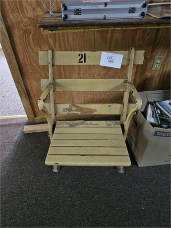 Vintage Stadium Wood Slat & Metal Frame Chair