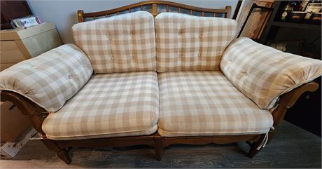 Ethan Allen Wood Framed Upholstered Love Seat