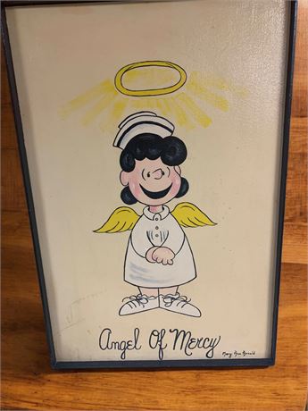 Peanuts Lucy Dressed As An Angel Nurse Framed Art Akron Children's Hospital