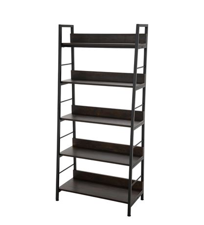 NEW in BOX 5-Tier Ladder Shelf Bookcase in Dark Walnut