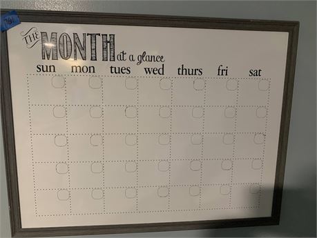 Framed Hanging Dry Erase Board Calendar