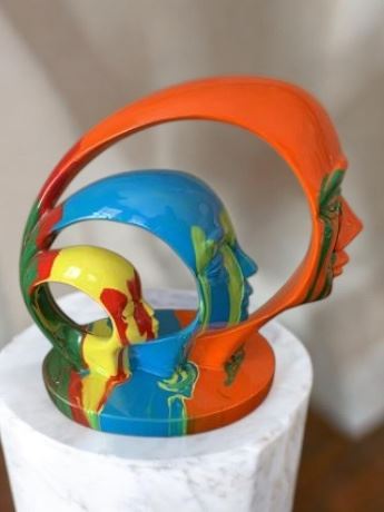 Colorful Modern Art Sculpture - Thinker Floating Heads