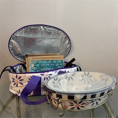 Temptations Cookware Covered Casserole Dish and To Go Case