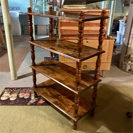 Vintage Solid Wood 4-Tier Shelf with Spindled Supports - 34 x 16 x 47"T