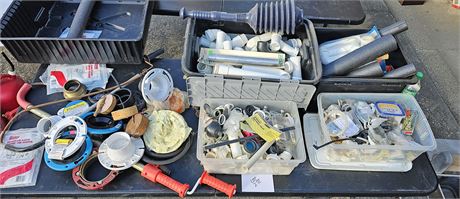 Large Lot Of Plumbing Supplies: PVC Pipe, Outlets,Extenders, Flanges & Much More