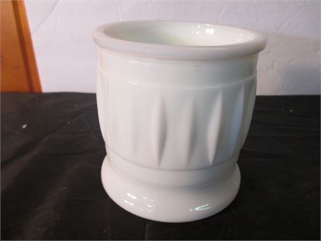 Vintage 4" White Ribbed Milk Glass Pickle Table Jar