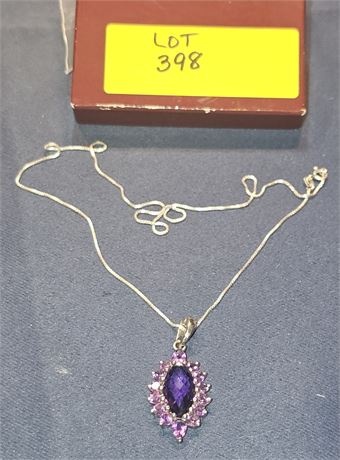 Sterling Purple Garnet & 18" Necklace 0.27 ozt