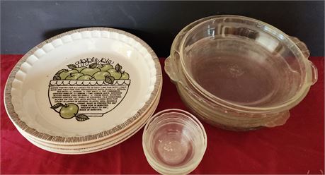 Pyrex, Fireking, royal china Jeanette pie dishes