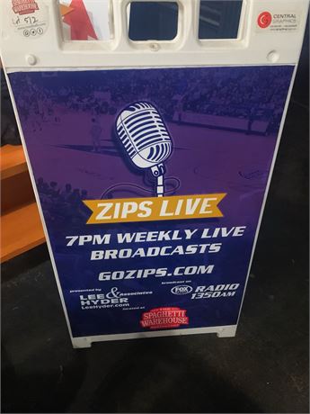 A-Frame Advertising Sign Zips Live Radio Broadcasts From Spaghetti Warehouse