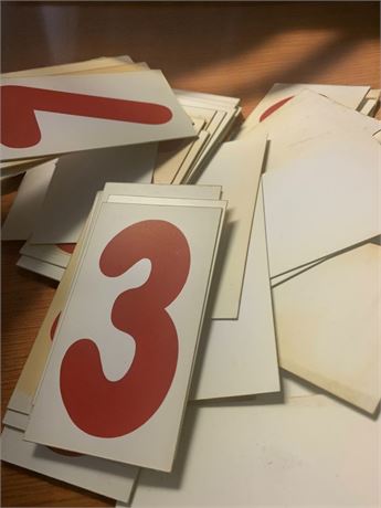 Cardstock Red & White Number Cards For Calendars or Signs - 3 1/2 Inches