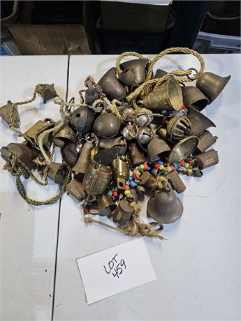 Vintage Mixed Lot of Brass Bells : India/Middle East/Cow/Goat/Ceremonial & More