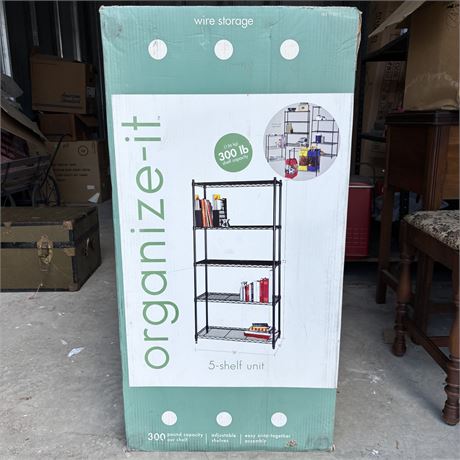 New in Box! Organize-It 5-Shelf Unit Wire Storage (72”H, 18”W, 36”L)