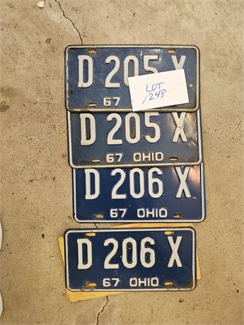 Vintage 1967 Consecutive Numbers License Plates