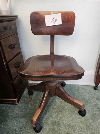 Antique Solid Wood Swivel Office Chair