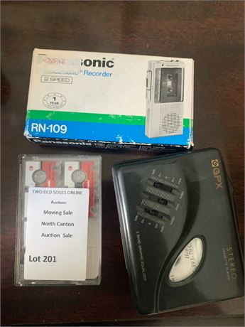 Panasonic RN-109 Microcassette Recorder, GPX Portable Stereo Cassette Player