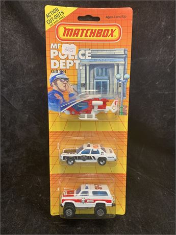 Vintage Matchbox Police Department Gift Set Police Car Helicopter From 1990
