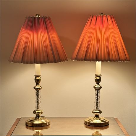 Beautiful Brass and Crystal Designer Table Lamps - 23"T