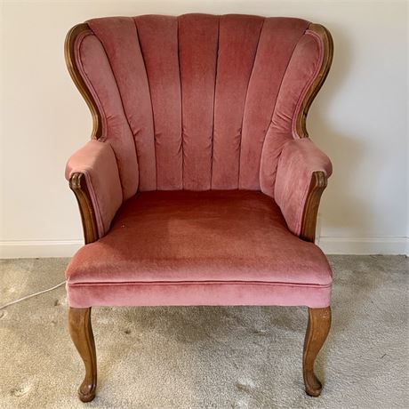 Vintage Blush Upholstered Wingback Side Chair