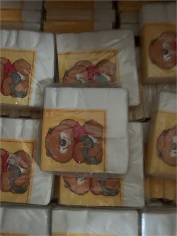 Critter Sitters-Style Paper Napkin Lot - Orange Beaver/Groundhog Design