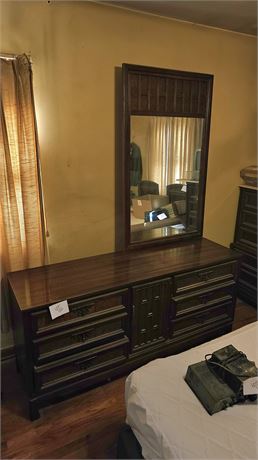 Wood Dresser & Mirror