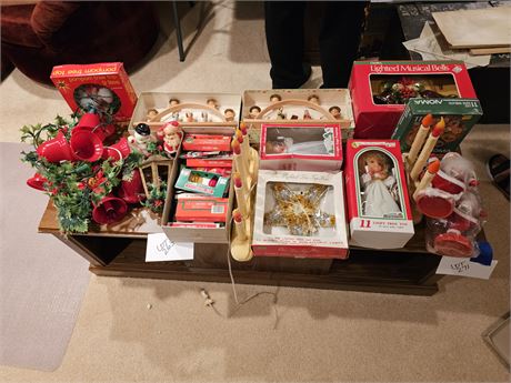 Mixed Vintage Christmas:Santa's/Tree Toppers/Candoliers/Bells & More