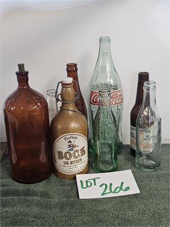 Mixed Vintage Bottle Lot - Coca-Cola / Grapette / Clorox & More